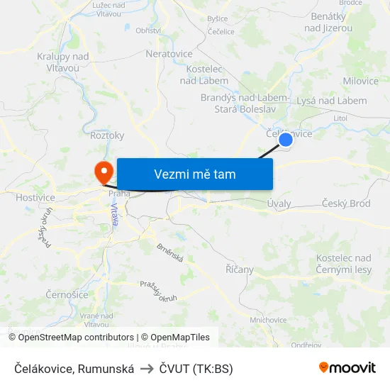 Čelákovice, Rumunská to ČVUT (TK:BS) map