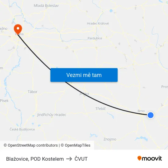 Blažovice, POD Kostelem to ČVUT map