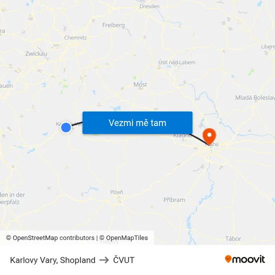 Karlovy Vary, Shopland to ČVUT map