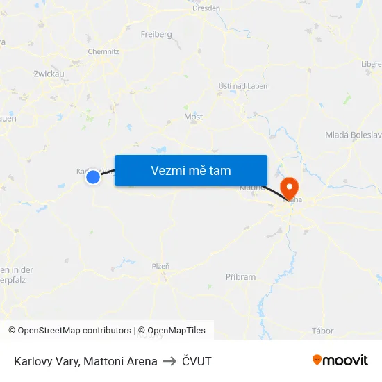 Karlovy Vary, Mattoni Arena to ČVUT map