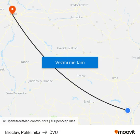 Břeclav, Poliklinika to ČVUT map
