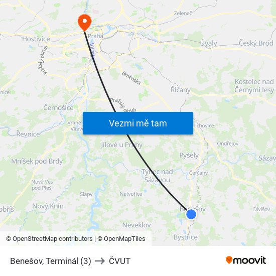 Benešov, Terminál to ČVUT map