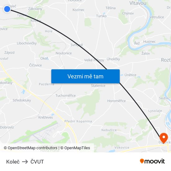 Koleč to ČVUT map