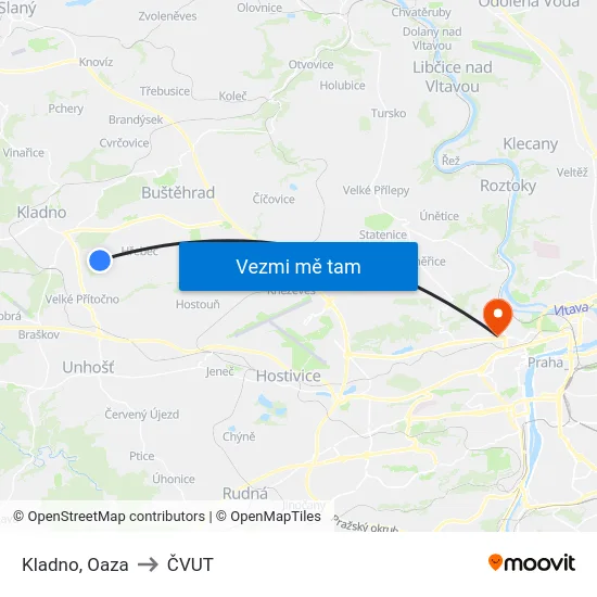 Kladno, Oaza to ČVUT map