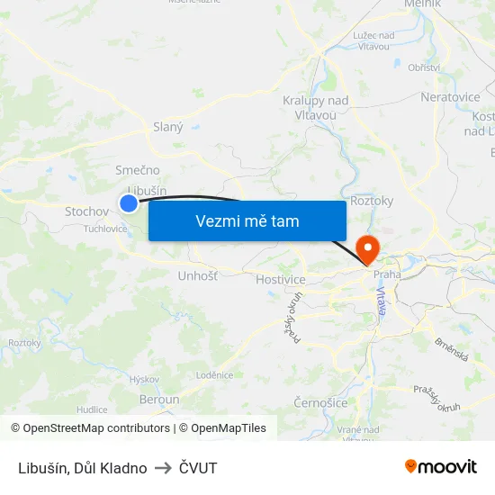 Libušín, Důl Kladno to ČVUT map