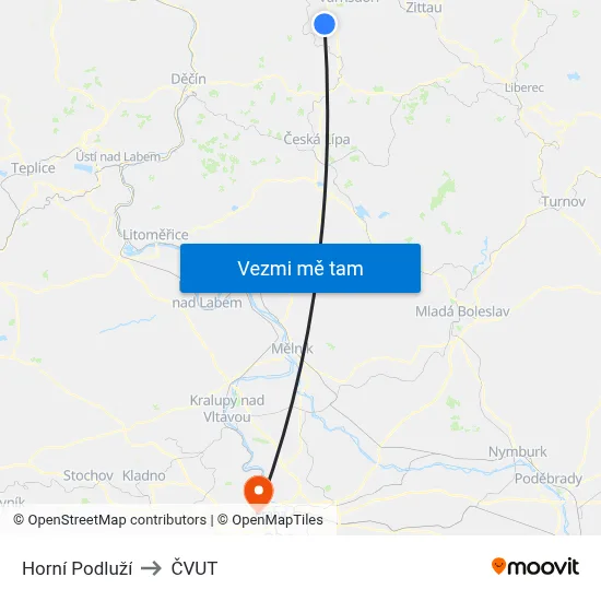 Horní Podluží to ČVUT map