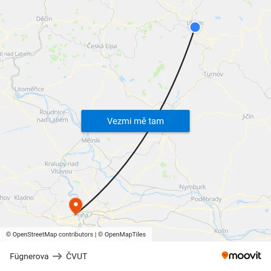 Fügnerova to ČVUT map