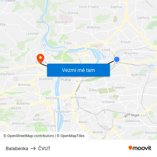 Balabenka to ČVUT map