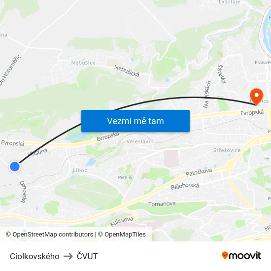 Ciolkovského to ČVUT map