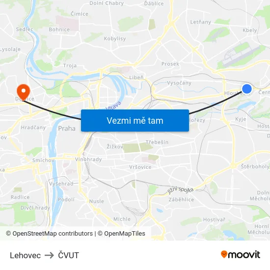Lehovec to ČVUT map