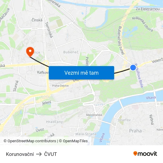 Korunovační to ČVUT map