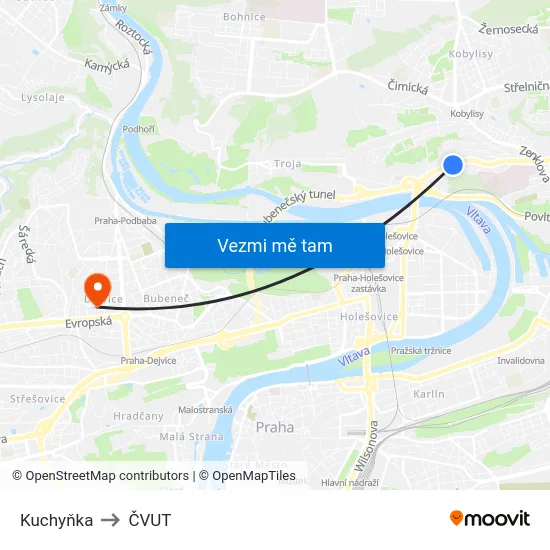 Kuchyňka to ČVUT map