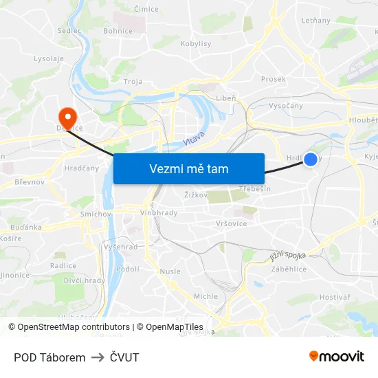POD Táborem to ČVUT map