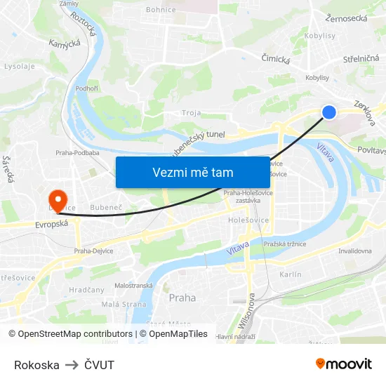 Rokoska to ČVUT map
