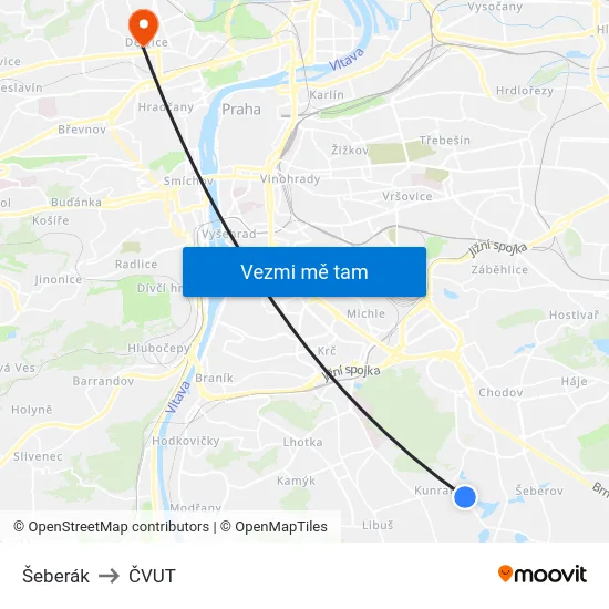 Šeberák to ČVUT map