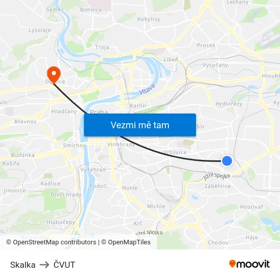 Skalka to ČVUT map