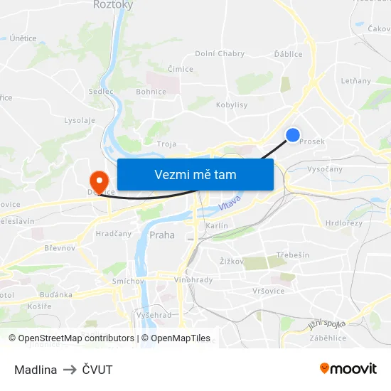 Madlina to ČVUT map