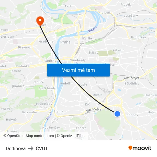 Dědinova to ČVUT map