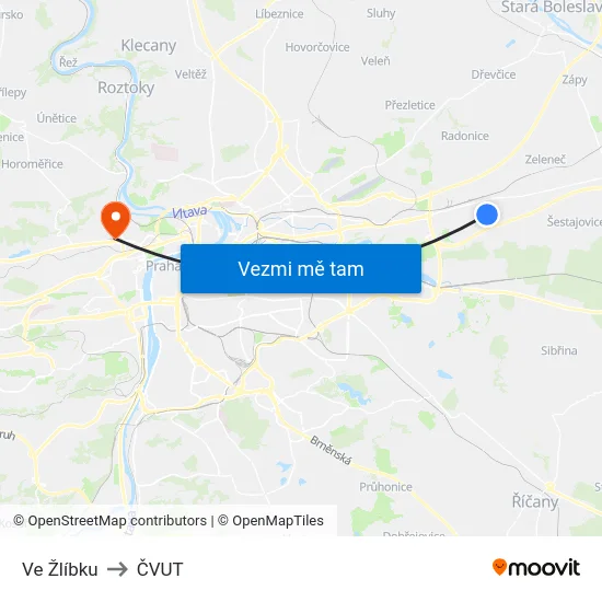 Ve Žlíbku to ČVUT map