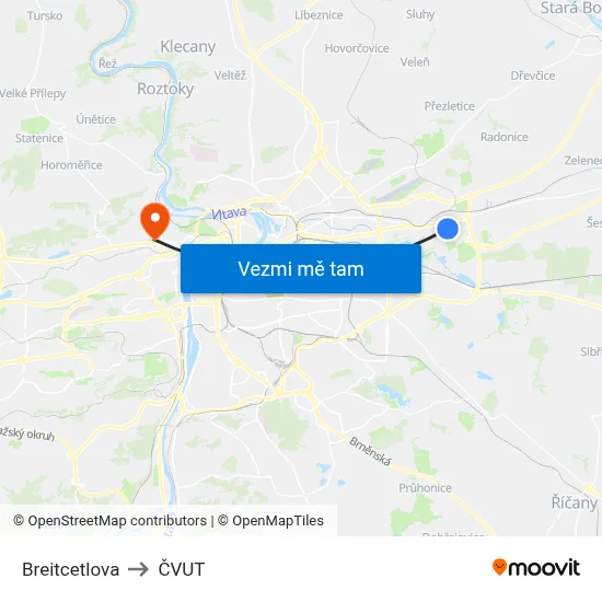 Breitcetlova to ČVUT map
