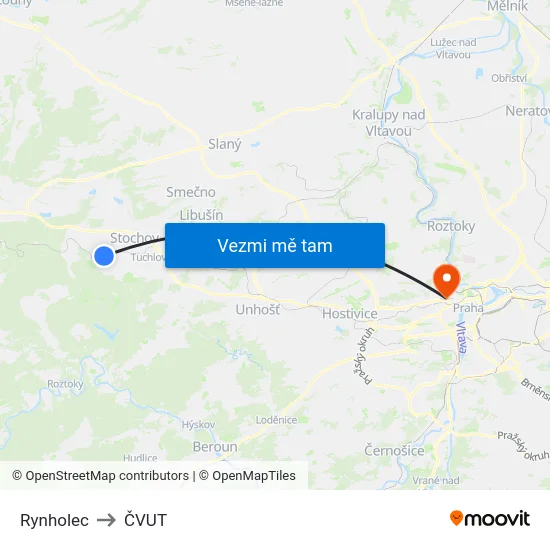 Rynholec to ČVUT map