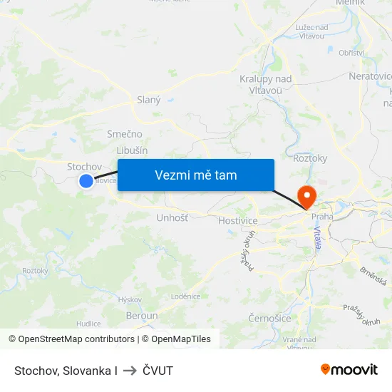Stochov, Slovanka I to ČVUT map