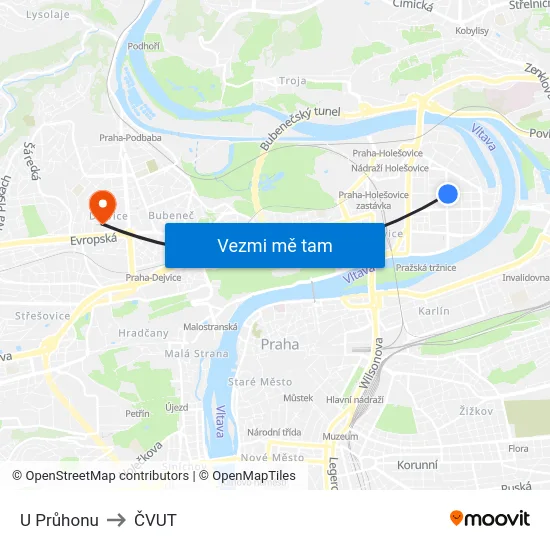 U Průhonu to ČVUT map