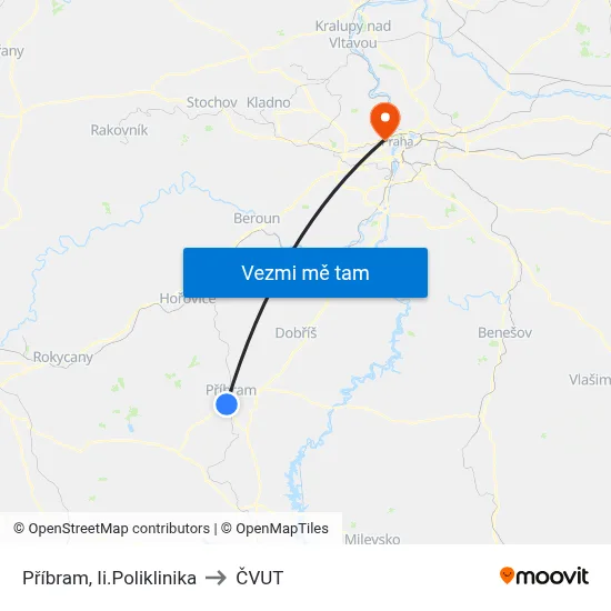 Příbram, Ii.Poliklinika to ČVUT map