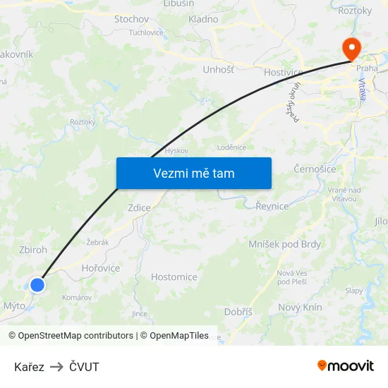 Kařez to ČVUT map