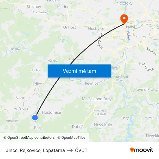 Jince, Rejkovice, Lopatárna to ČVUT map