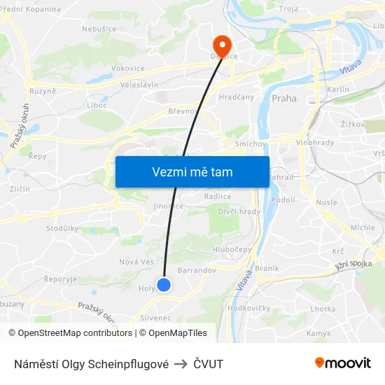 Náměstí Olgy Scheinpflugové to ČVUT map