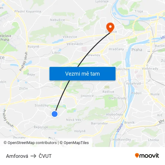 Amforová to ČVUT map
