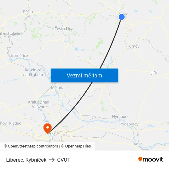 Liberec, Rybníček to ČVUT map