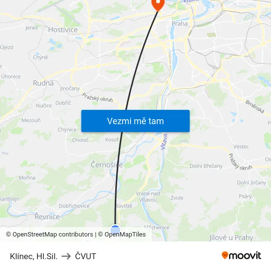 Klínec, Hl.Sil. to ČVUT map