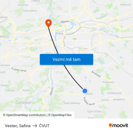 Vestec, Safina to ČVUT map