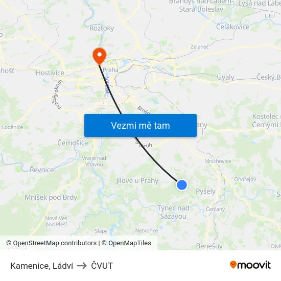Kamenice, Ládví to ČVUT map