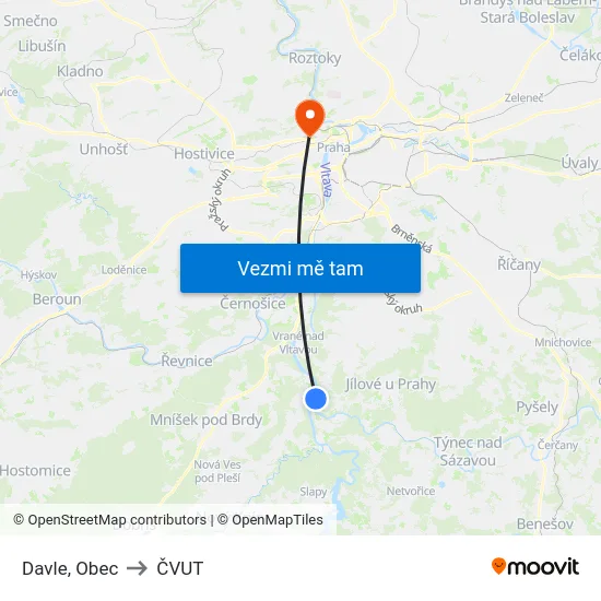 Davle, Obec to ČVUT map
