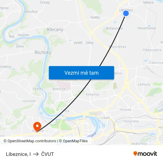 Líbeznice, I to ČVUT map