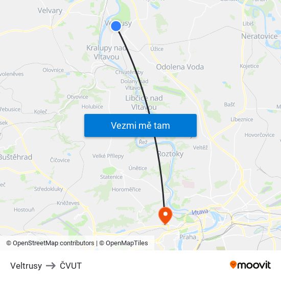 Veltrusy to ČVUT map