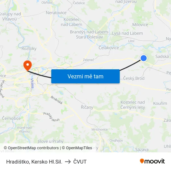 Hradištko, Kersko Hl.Sil. to ČVUT map