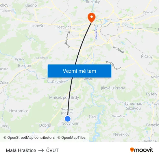 Malá Hraštice to ČVUT map