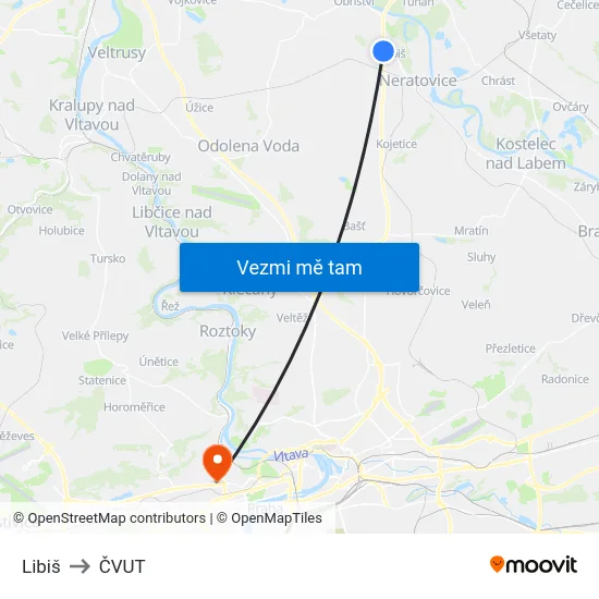 Libiš to ČVUT map