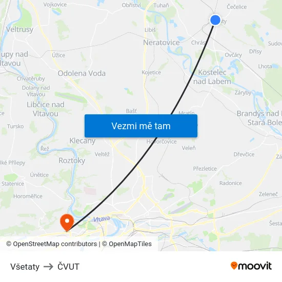 Všetaty to ČVUT map