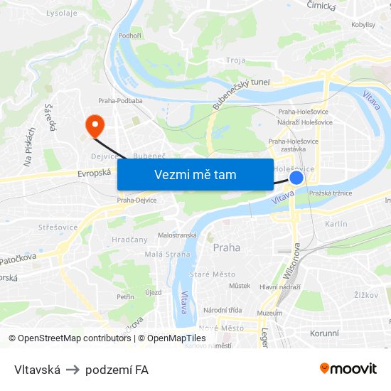 Vltavská to podzemí FA map