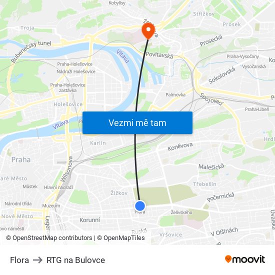 Flora to RTG na Bulovce map