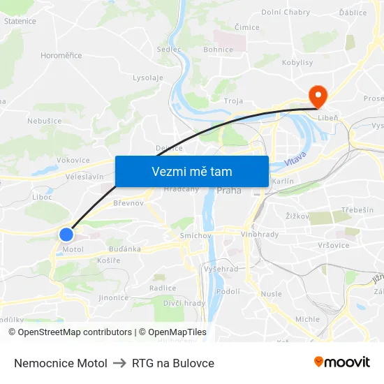 Nemocnice Motol to RTG na Bulovce map