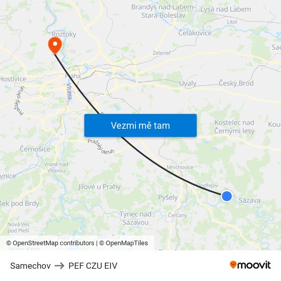 Samechov to PEF CZU EIV map