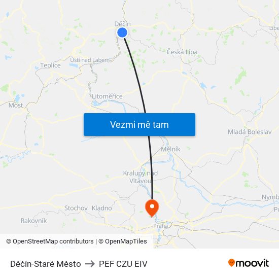 Děčín-Staré Město to PEF CZU EIV map