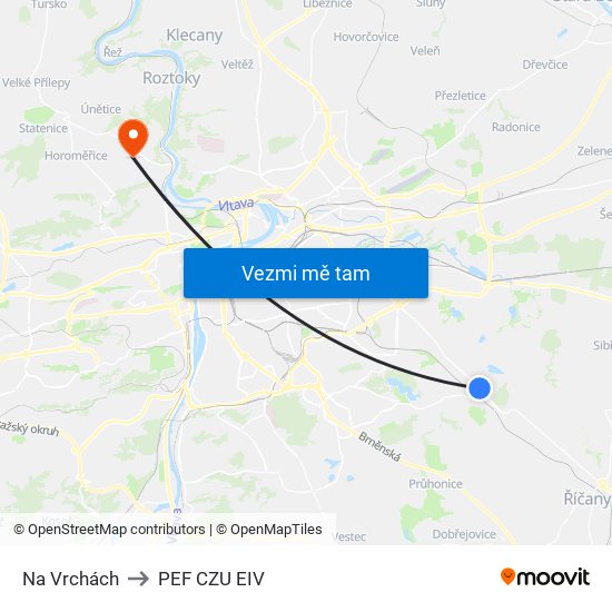 Na Vrchách to PEF CZU EIV map