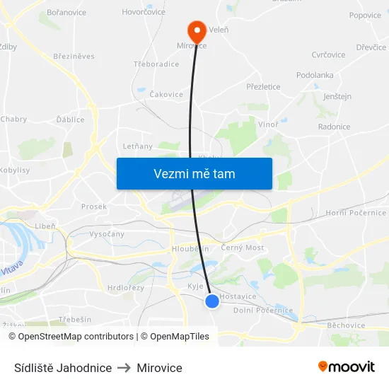 Sídliště Jahodnice to Mirovice map